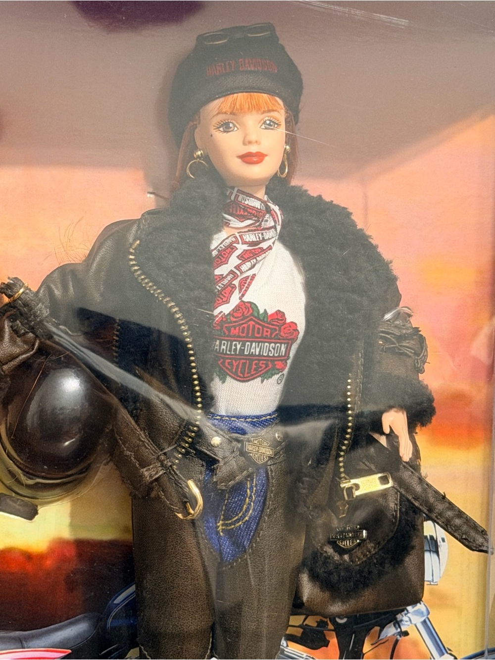 Harley-Davidson Black & Brown Biker Doll with Red Logo Tee